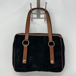 Ronay Black Suede Vintage Satchel Purse